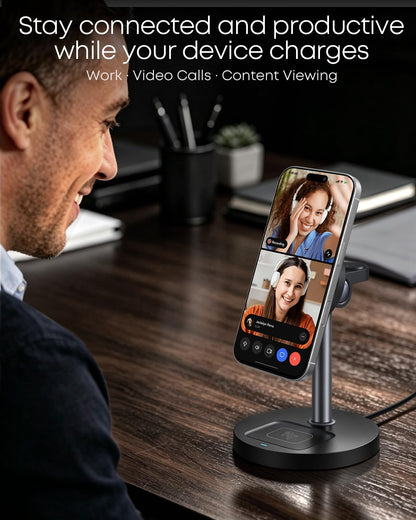 3 in 1 Magnetic Wireless Charging Station, 15W Charger for Iphone, Black