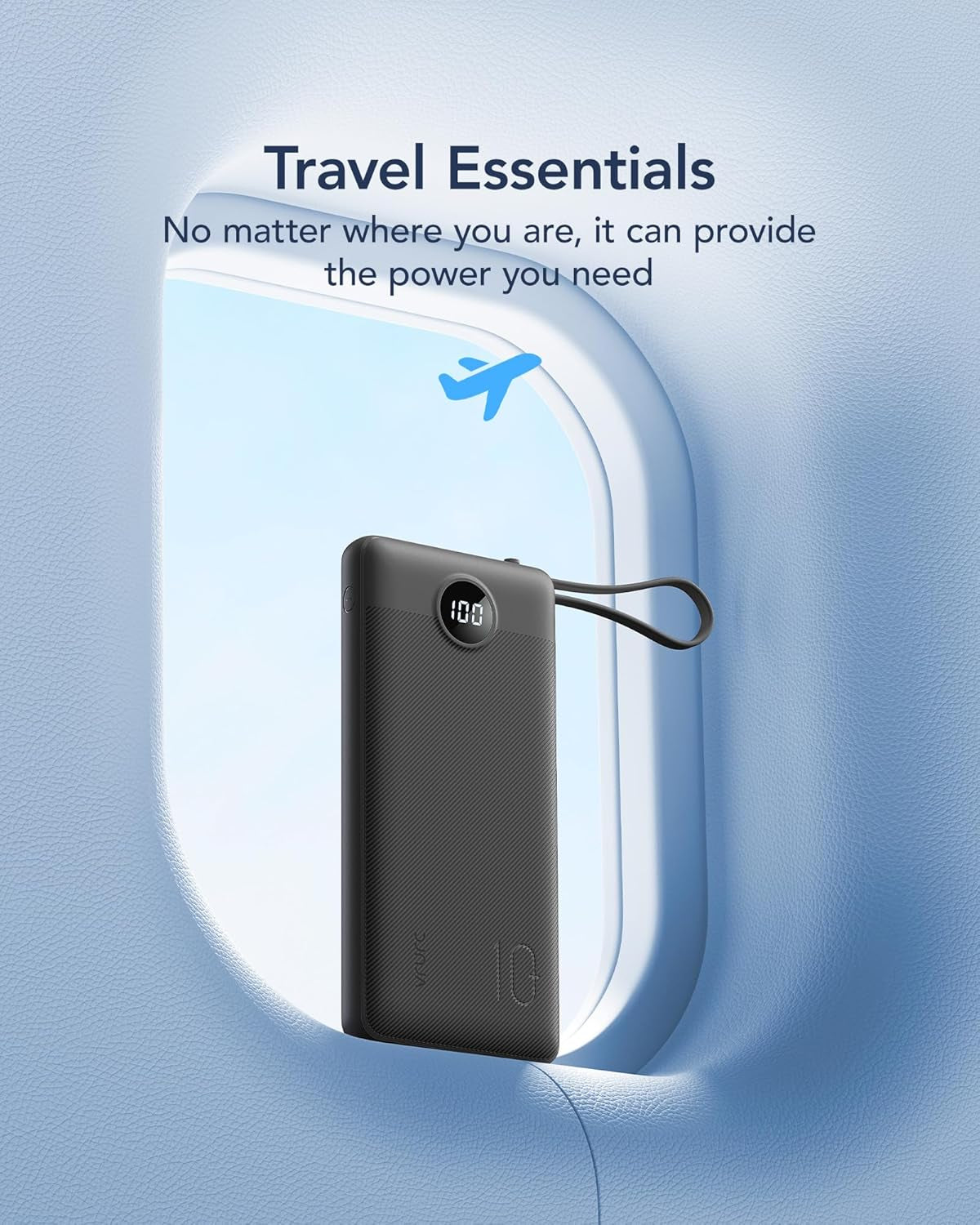 Portable Charger, Slim Power Bank Built-In 4 Cables, Travel Essential