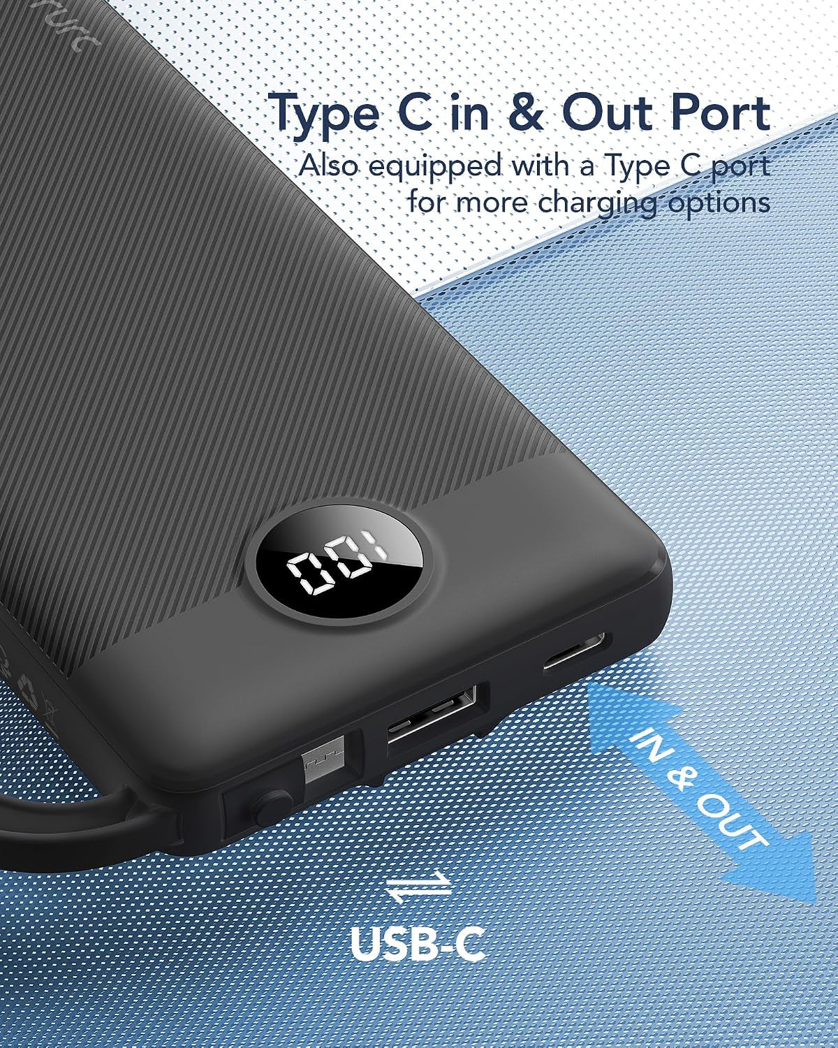 Portable Charger, Slim Power Bank Built-In 4 Cables, Travel Essential