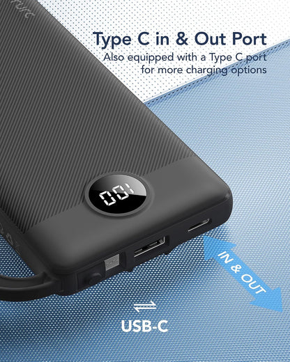 Portable Charger, Slim Power Bank Built-In 4 Cables, Travel Essential