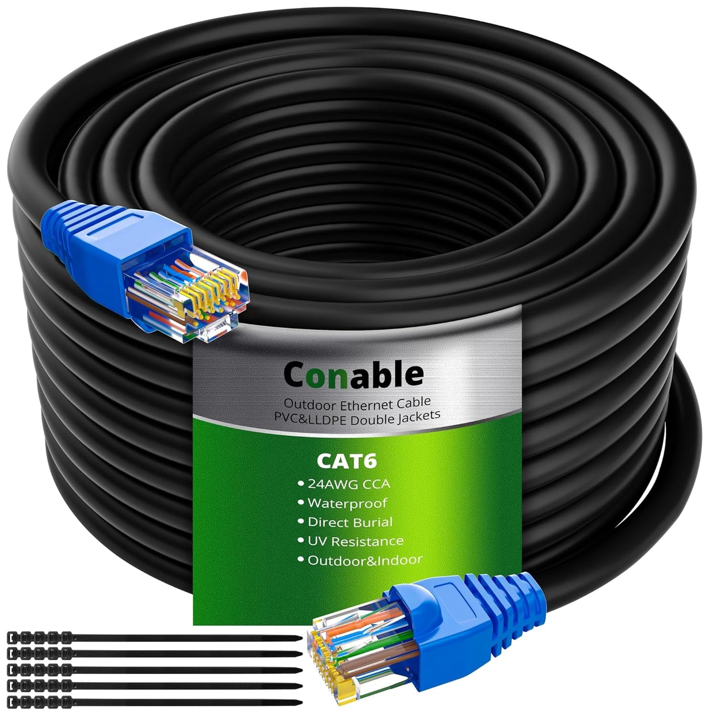 Cat 6 Outdoor Ethernet Cable 35 FT, Cat6 Outdoor Waterproof Direct Burial