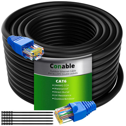 Cat 6 Outdoor Ethernet Cable 35 FT, Cat6 Outdoor Waterproof Direct Burial
