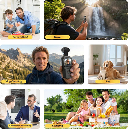 5K Pocket Vlogging Camera Body Camera with Microphone, 5K/20FPS and 4K/60FPS, 1.69'' Touchscreen, 270° Rotating Lens, Face Tracking, Wi-Fi, 6-Axis Stabilization, for Youtube, Travel, Work (128GB)