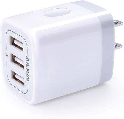 USB Charger Cube Wall Charger Plug  3.1A 3 Muti Port USB Adapter Plug