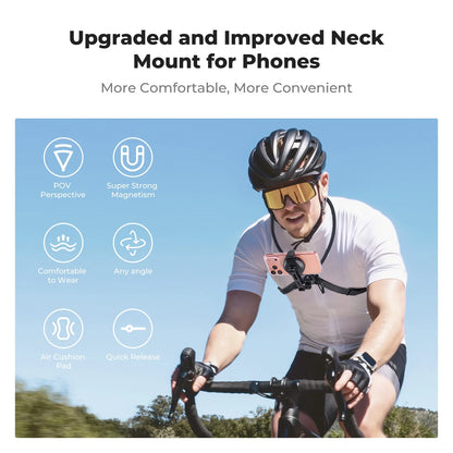 Neck Phone Holder, 2-In-1 Magnetic & Clip-On Phone Neck Holder, POV Phone Holder, Hand Free Chest Stand Compatible with Iphone 17-12 Seires Android Phones